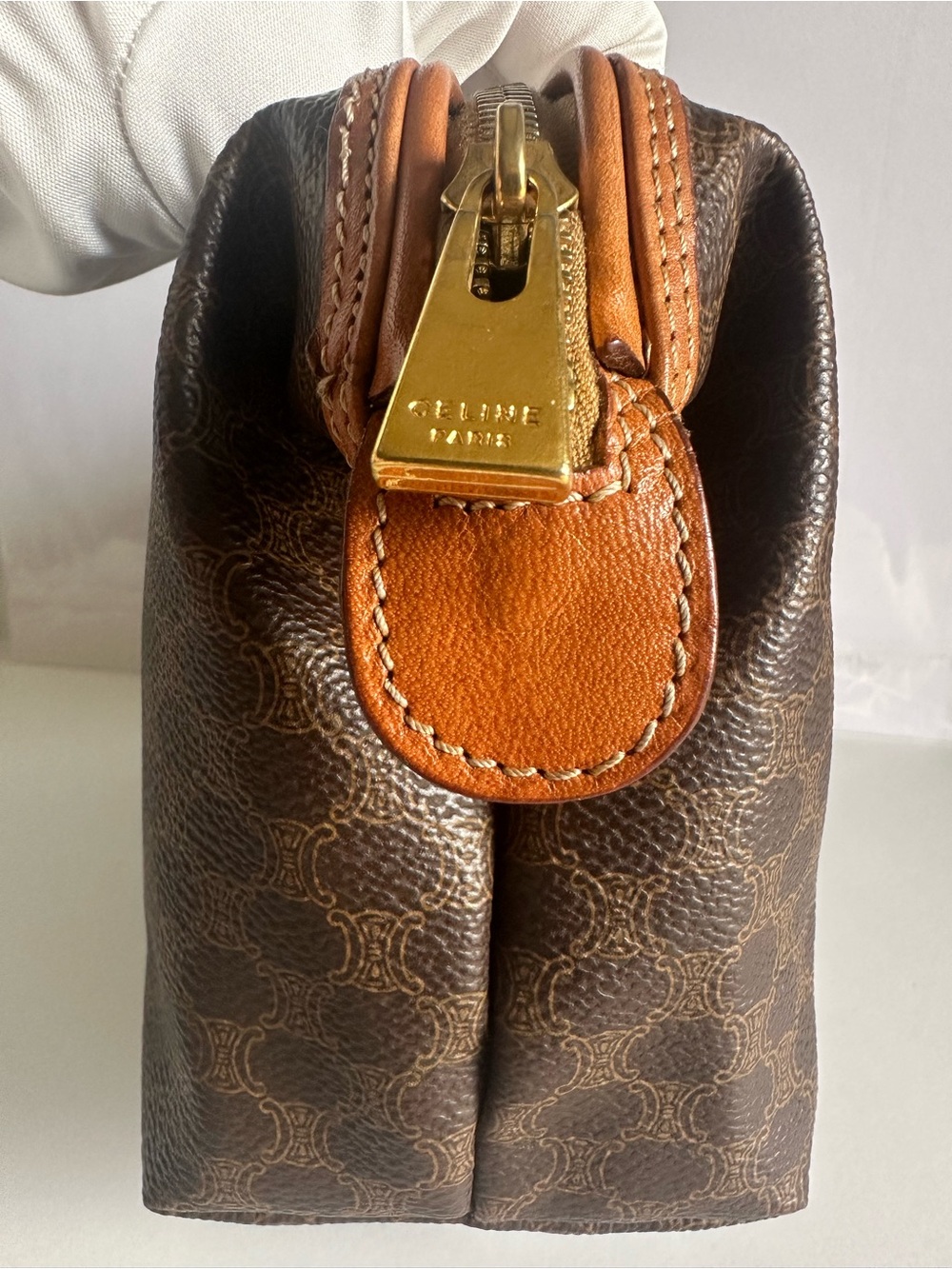 Vintage CELINE Macadam Triomphe Cosmetic Pouch Clutch Bag Italy - Picture 7 of 17